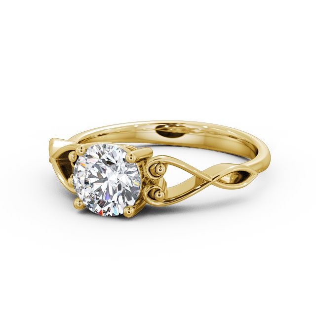 Round Diamond Engagement Ring 18K Yellow Gold Solitaire - Romina ENRD86_YG_FLAT