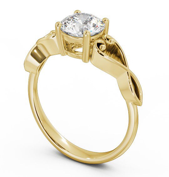 Round Diamond with Heart Band Engagement Ring 18K Yellow Gold Solitaire ENRD86_YG_THUMB1