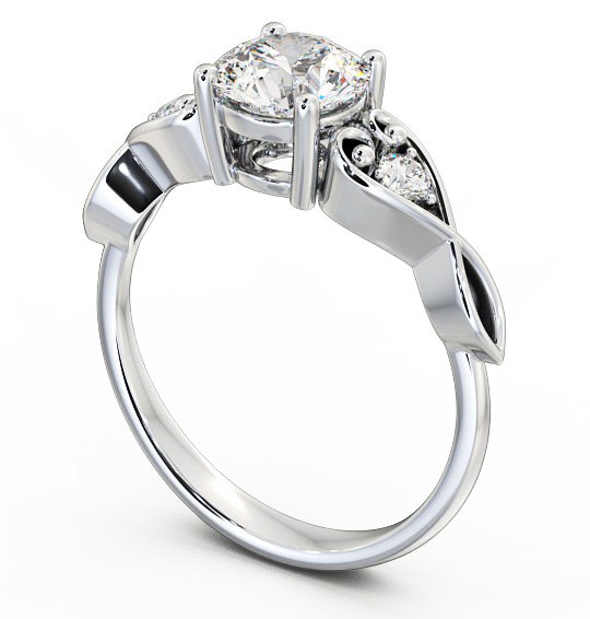 Marquise Diamond with Heart Band Engagement Ring 18K White Gold Solitaire with Channel Set Side Stones ENRD86S_WG_THUMB1
