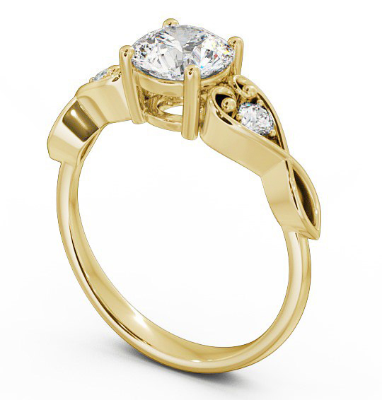 Marquise Diamond with Heart Band Engagement Ring 18K Yellow Gold Solitaire with Channel Set Side Stones ENRD86S_YG_THUMB1