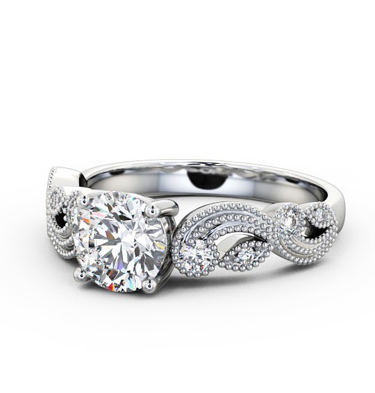  Round Diamond Engagement Ring Platinum Solitaire With Side Stones - Solaine ENRD87_WG_THUMB2 