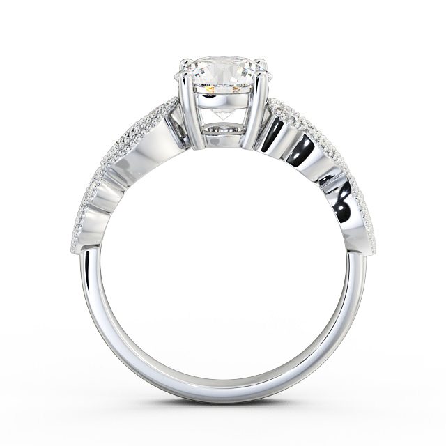 Round Diamond Engagement Ring 9K White Gold Solitaire With Side Stones - Solaine ENRD87_WG_UP