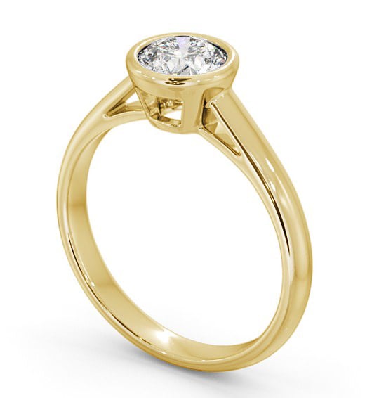 Round Diamond Open Bezel Engagement Ring 18K Yellow Gold Solitaire ENRD88_YG_THUMB1