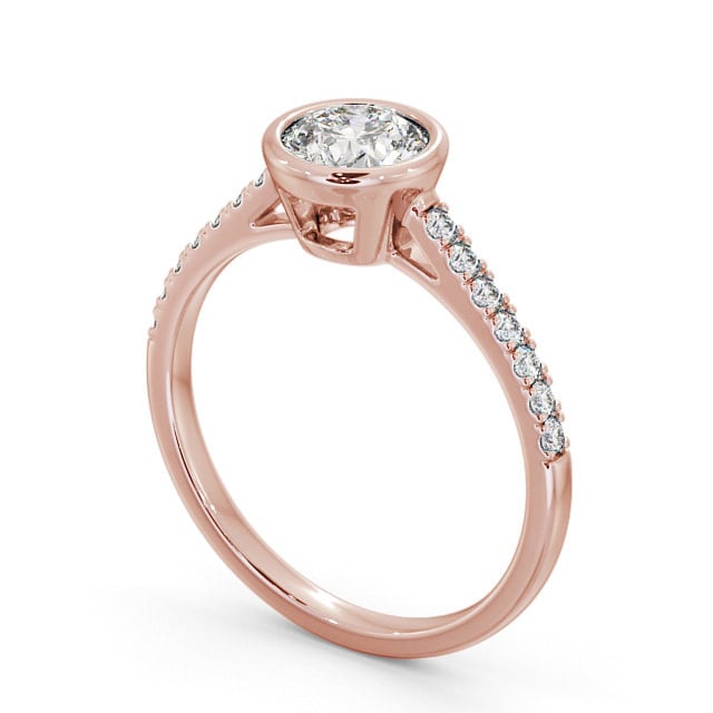 Round Diamond Engagement Ring 18K Rose Gold Solitaire With Side Stones - Evol ENRD88S_RG_SIDE