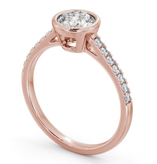 Round Diamond Bezel Set Engagement Ring 18K Rose Gold Solitaire with Channel Set Side Stones ENRD88S_RG_THUMB1