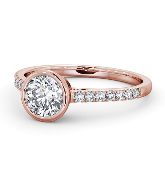  Round Diamond Engagement Ring 18K Rose Gold Solitaire With Side Stones - Evol ENRD88S_RG_THUMB2 