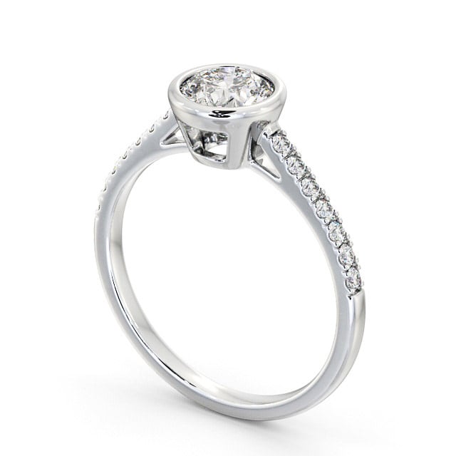 Round Diamond Engagement Ring Platinum Solitaire With Side Stones - Evol ENRD88S_WG_SIDE
