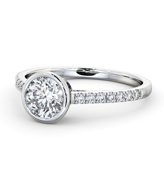  Round Diamond Engagement Ring 9K White Gold Solitaire With Side Stones - Evol ENRD88S_WG_THUMB2 
