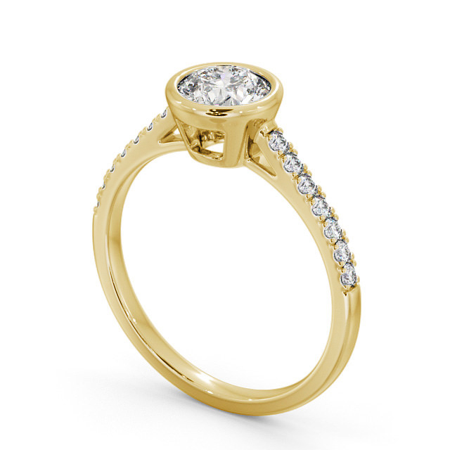 Round Diamond Engagement Ring 18K Yellow Gold Solitaire With Side Stones - Evol ENRD88S_YG_SIDE