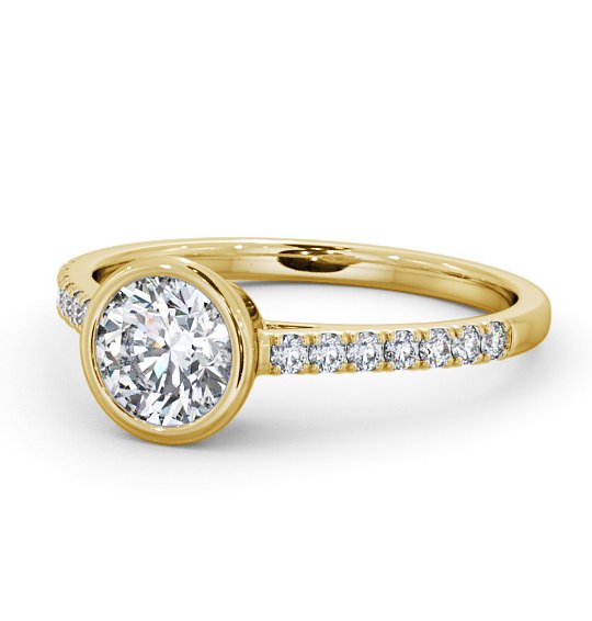 Round Diamond Engagement Ring 9K Yellow Gold Solitaire With Side Stones - Evol ENRD88S_YG_THUMB2 