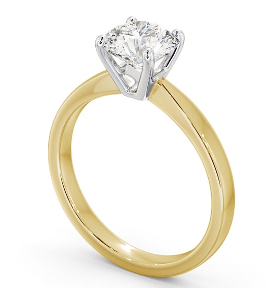 Round Diamond 4 Prong Engagement Ring 18K Yellow and White Gold Solitaire ENRD89_YWG_THUMB1 