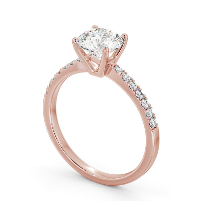 Round Diamond Engagement Ring 18K Rose Gold Solitaire With Side Stones - Hera ENRD89S_RG_SIDE