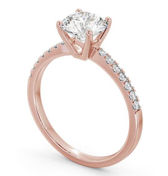 Round Diamond Engagement Ring 9K Rose Gold Solitaire With Side Stones - Hera ENRD89S_RG_THUMB1