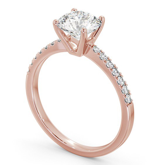 Round Diamond Elegant Style Engagement Ring 18K Rose Gold Solitaire with Channel Set Side Stones ENRD89S_RG_THUMB1 