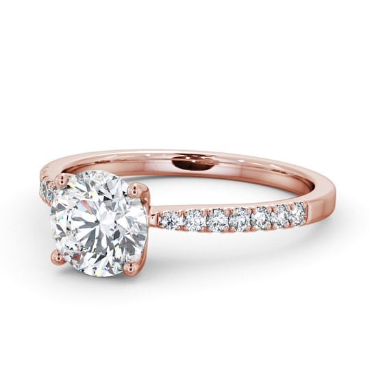 Round Diamond Elegant Style Engagement Ring 9K Rose Gold Solitaire with Channel Set Side Stones ENRD89S_RG_THUMB2 