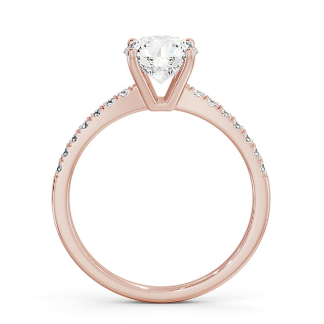Round Diamond Engagement Ring 18K Rose Gold Solitaire With Side Stones - Hera ENRD89S_RG_UP
