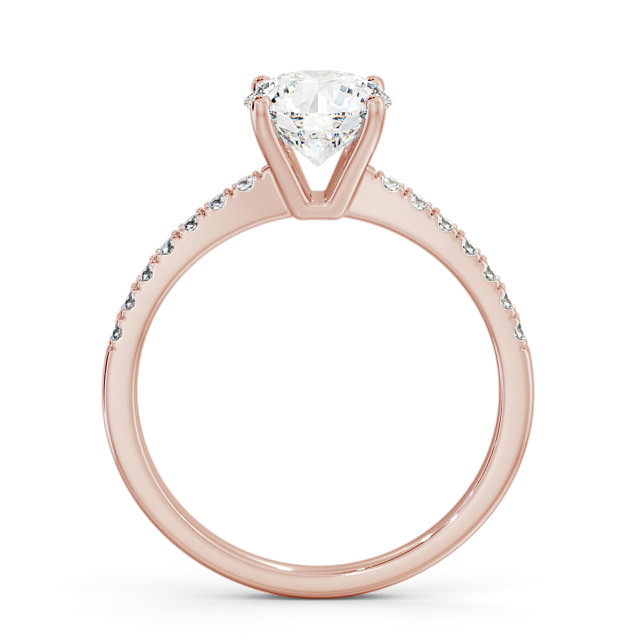 Round Diamond Engagement Ring 18K Rose Gold Solitaire With Side Stones ...