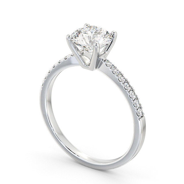 Round Diamond Engagement Ring Platinum Solitaire With Side Stones - Hera ENRD89S_WG_SIDE