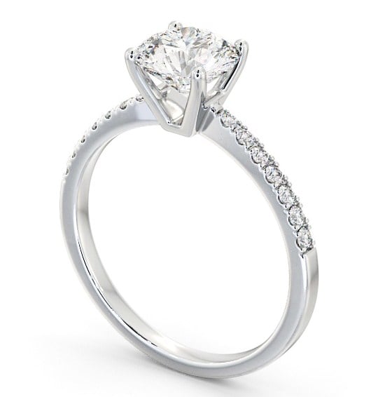Round Diamond Engagement Ring 9K White Gold Solitaire With Side Stones - Hera ENRD89S_WG_THUMB1