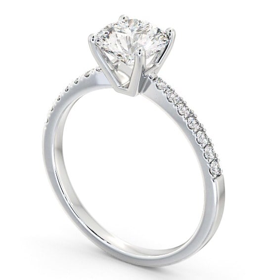 Round Diamond Elegant Style Engagement Ring Palladium Solitaire with Channel Set Side Stones ENRD89S_WG_THUMB1 