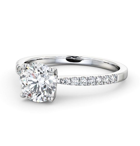 Round Diamond Elegant Style Engagement Ring Palladium Solitaire with Channel Set Side Stones ENRD89S_WG_THUMB2 