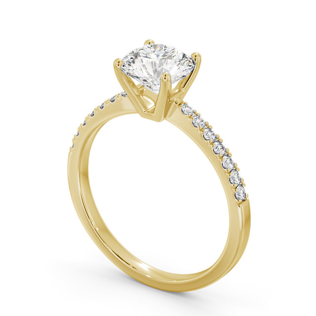 Round Diamond Engagement Ring 18K Yellow Gold Solitaire With Side Stones - Hera ENRD89S_YG_SIDE