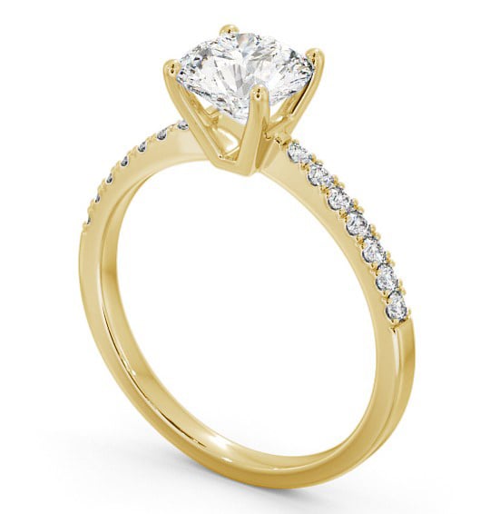 Round Diamond Elegant Style Engagement Ring 18K Yellow Gold Solitaire with Channel Set Side Stones ENRD89S_YG_THUMB1 