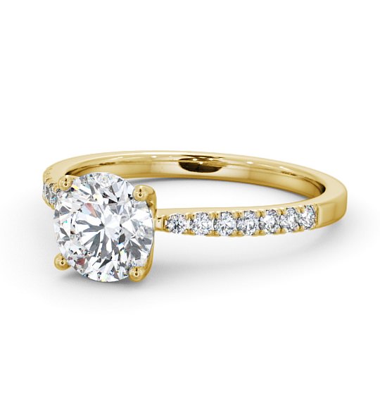 Round Diamond Elegant Style Engagement Ring 18K Yellow Gold Solitaire with Channel Set Side Stones ENRD89S_YG_THUMB2 