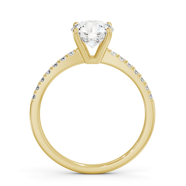 Round Diamond Engagement Ring 9K Yellow Gold Solitaire With Side Stones - Hera ENRD89S_YG_UP