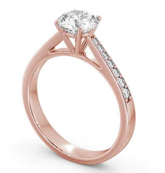Round Diamond Cathedral Style Engagement Ring 9K Rose Gold Solitaire with Channel Set Side Stones ENRD8S_RG_THUMB1