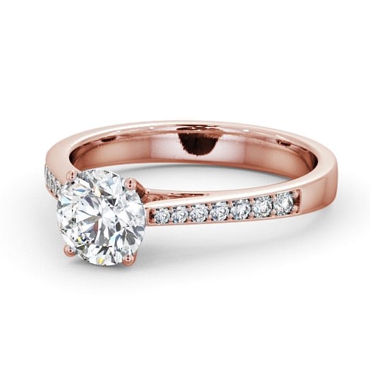  Round Diamond Engagement Ring 18K Rose Gold Solitaire With Side Stones - Seatle ENRD8S_RG_THUMB2 