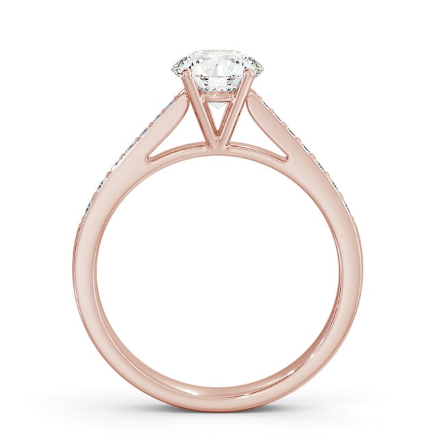 Round Diamond Engagement Ring 18K Rose Gold Solitaire With Side Stones - Seatle ENRD8S_RG_UP