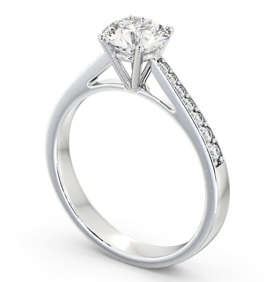 Round Diamond Cathedral Style Engagement Ring 18K White Gold Solitaire with Channel Set Side Stones ENRD8S_WG_THUMB1 