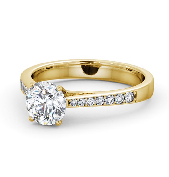  Round Diamond Engagement Ring 18K Yellow Gold Solitaire With Side Stones - Seatle ENRD8S_YG_THUMB2 