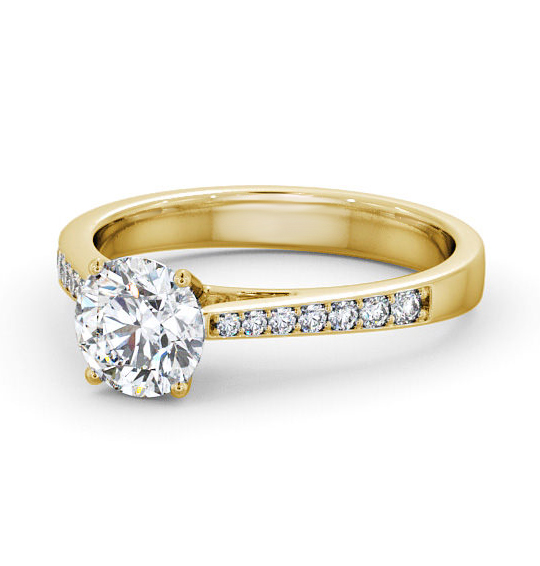 Seatle Round Diamond Engagement Ring Side Stones Cathedral Setting ENRD8S_YG_THUMB2 