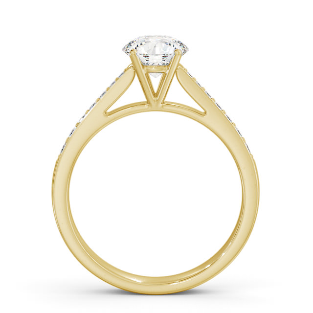 Round Diamond Engagement Ring 18K Yellow Gold Solitaire With Side Stones - Seatle ENRD8S_YG_UP