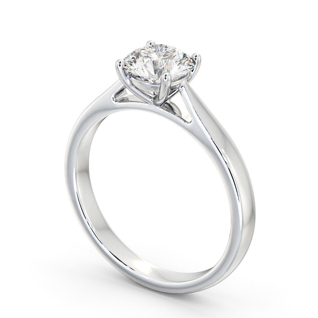 Round Diamond Engagement Ring Platinum Solitaire - Colasta ENRD90_WG_SIDE
