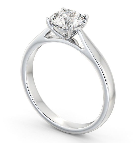Round Diamond Tapered Band Engagement Ring 18K White Gold Solitaire ENRD90_WG_THUMB1 