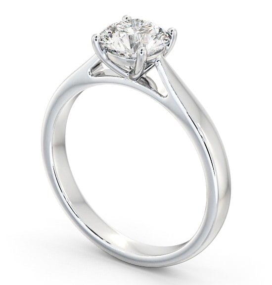 Round Diamond Tapered Band Engagement Ring Platinum Solitaire ENRD90_WG_THUMB1 