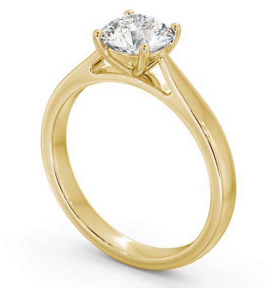Round Diamond Tapered Band Engagement Ring 18K Yellow Gold Solitaire ENRD90_YG_THUMB1