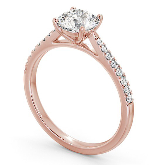 Round Diamond Engagement Ring 18K Rose Gold Solitaire With Side Stones Bari Angelic Diamonds