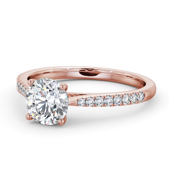 Round Diamond 4 Prong Engagement Ring 9K Rose Gold Solitaire with Channel Set Side Stones ENRD90S_RG_THUMB2 