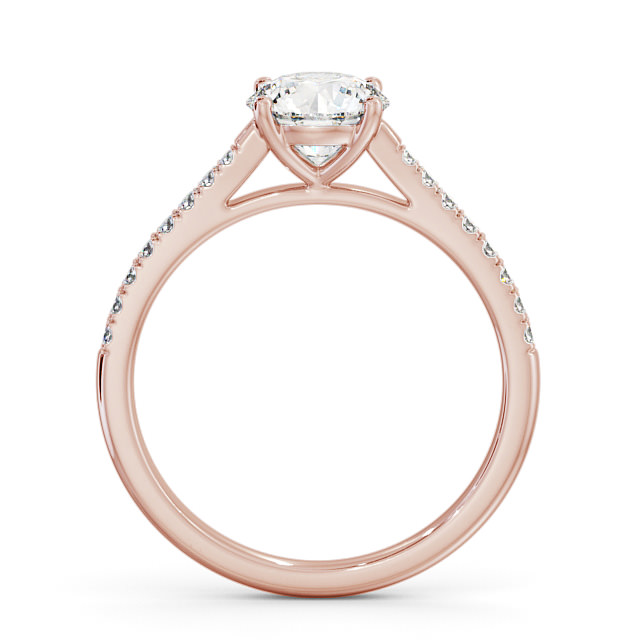 Round Diamond Engagement Ring 18K Rose Gold Solitaire With Side Stones - Maya ENRD90S_RG_UP