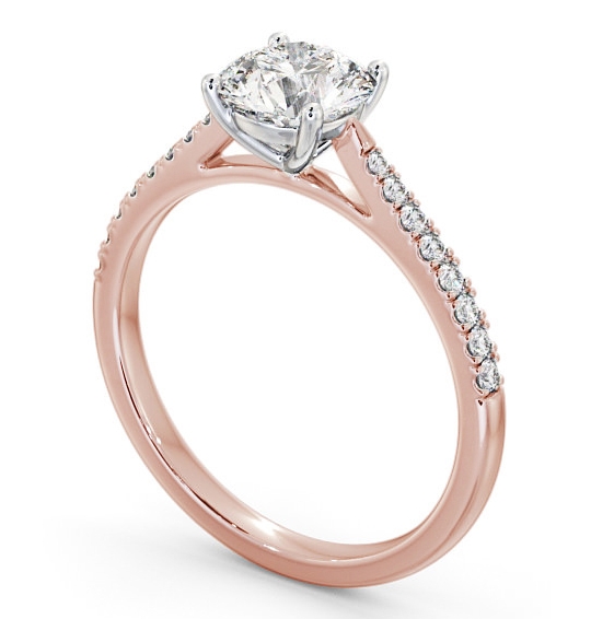 Round Diamond 4 Prong Engagement Ring 18K Yellow and White Gold Solitaire with Channel Set Side Stones ENRD90S_RWG_THUMB1 