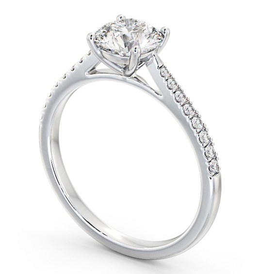 Round Diamond Engagement Ring 9K White Gold Solitaire With Side Stones - Maya ENRD90S_WG_THUMB1