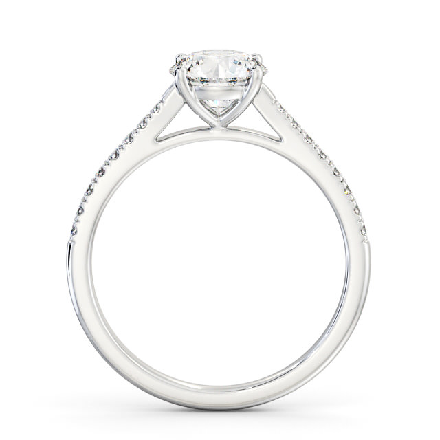 Round Diamond Engagement Ring 18K White Gold Solitaire With Side Stones - Maya ENRD90S_WG_UP