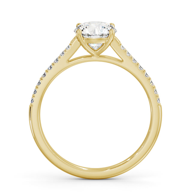 Round Diamond Engagement Ring 9K Yellow Gold Solitaire With Side Stones - Maya ENRD90S_YG_UP