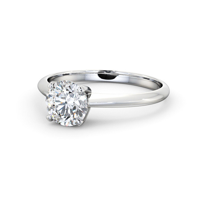 Round Diamond Engagement Ring 18K White Gold Solitaire - Ora ENRD91_WG_FLAT