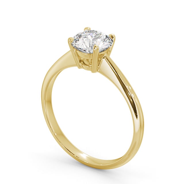 Round Diamond Engagement Ring 18K Yellow Gold Solitaire - Ora