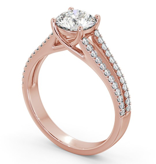 Round Diamond Split Band Engagement Ring 18K Rose Gold Solitaire with Channel Set Side Stones ENRD92_RG_THUMB1